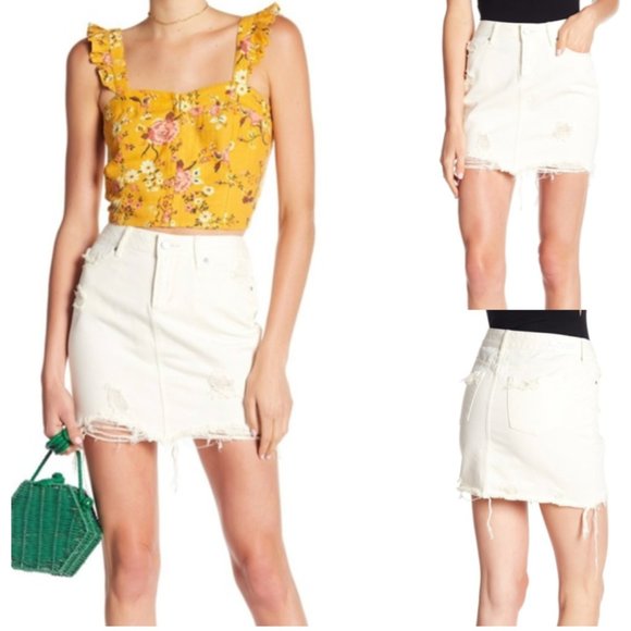 Articles of Society ivory distress Stacy mini skirt sz30 - Picture 13 of 13